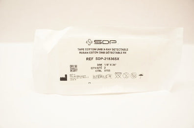 SDP SDP-21836SX Tape Cotton UMB X-Ray Detectable 1/8inch x 36inch - Pack of 2